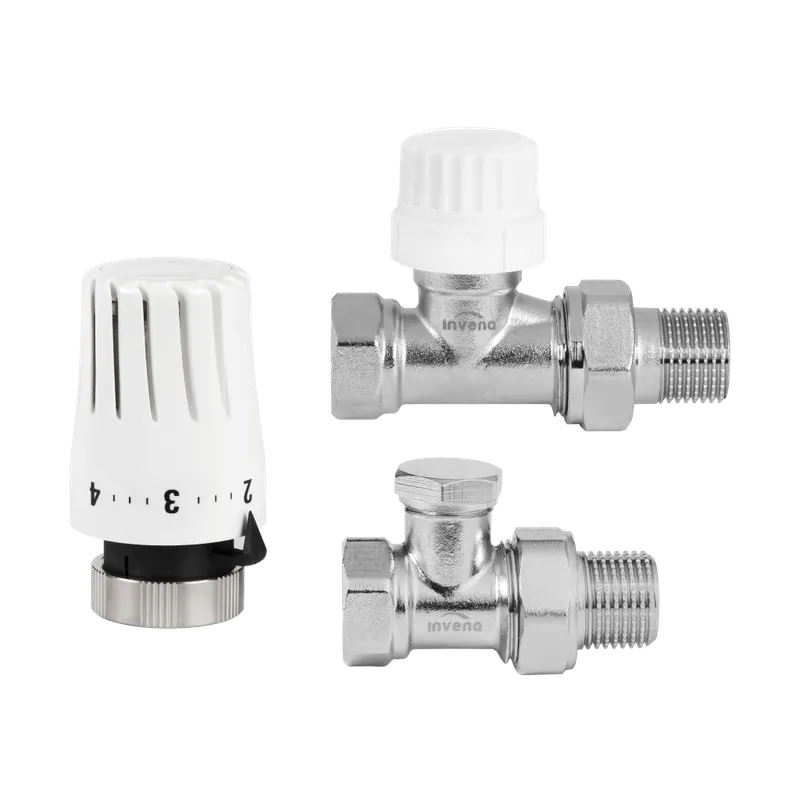 Świetna cena - INVENA Komplet termostatyczny prosty mini 2 PROV 1/2" 1,0 MPa
