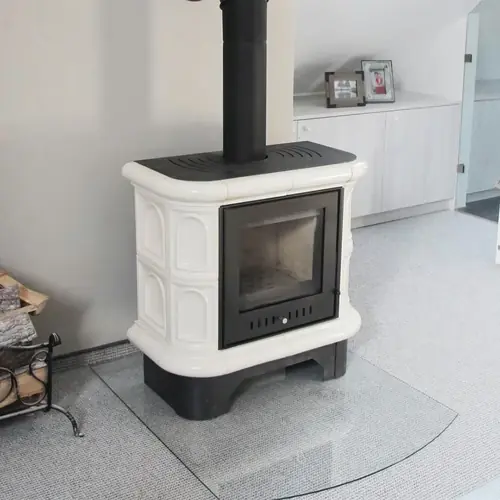 Piec stalowo-kaflowy WK440 Ø 130 5,5 kW kremowy kafel - W sprzedaży