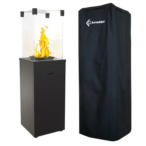 Taniej - Ogrzewacz gazowy Patio Slim czarny 8,2 kW zestaw z pokrowcem