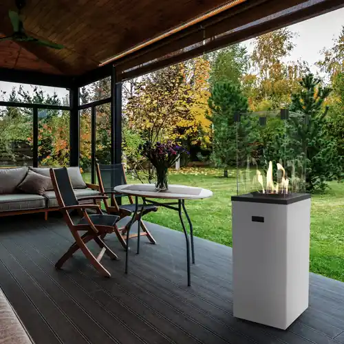Prosto z fabryki | OGRZEWACZ GAZOWY PATIO SLIM STALOWY BIAŁY STEROWANIE MANUALNE 8,2 KW