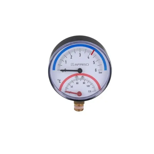 Termomanometr TM 80 Fi 80 mm 0÷6 bar 20÷120°C G1/4" RAD kl. 2,5 Afriso 63338 - Okazja dnia