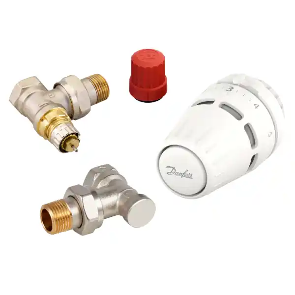 Bezpośrednio z fabryki - Zestaw termostatyczny z głowicą Regus RA + RA-N+RLV-S 1/2" kątowy Danfoss 015G5303