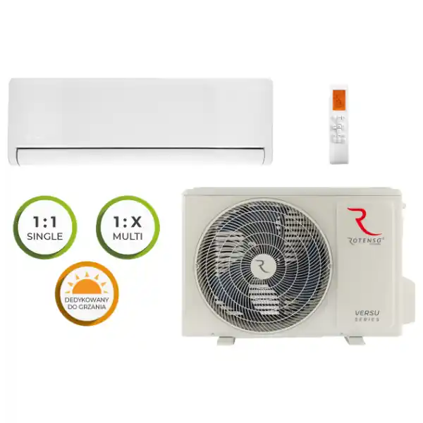 Zostało tylko kilka sztuk - Klimatyzator ścienny Versu Pure R15/R16 3,5 kW Rotenso VP35Xi R15/R16 + VP35Xo R15/R16