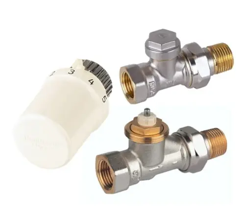 Głowica termostatyczna + Zawór term + odcinający PROSTY 1/2" Honeywell - Zestaw [VTL3020DS15] | Zostało niewiele