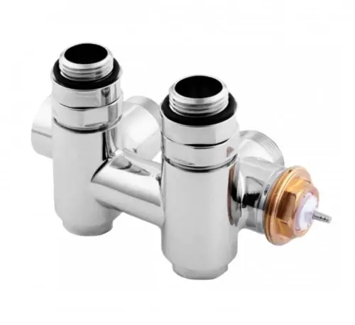 Zawór termostatyczny kątowy zintegrowany z trójnikiem 50 mm (chrom) - Jakość premium