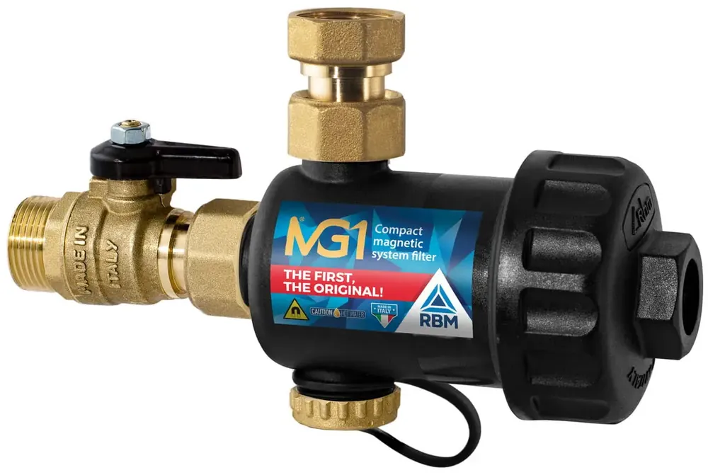 Bezpieczne zakupy - Filtr magnetyczny c.o. do montażu pod kotłem RBM MG1 3/4‘‘ czarny