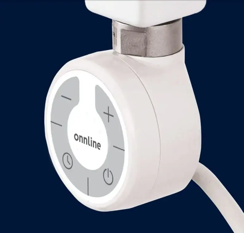 Bestseller | Grzałka grzejnikowa Onnline MOA 300W biała RAL 9016, kabel spiralny z wtyczką (biały 1,5m)