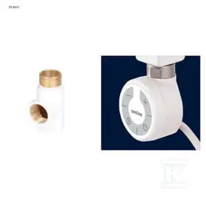 Cena po obniżce - Grzałka grzejnikowa Onnline MOA 600W biała RAL 9016, kabel spiralny z wtyczką (biały 1,5m) z trójnikiem GZ 1/2"-GW 1/2"-GW 1/2", RAL 9016