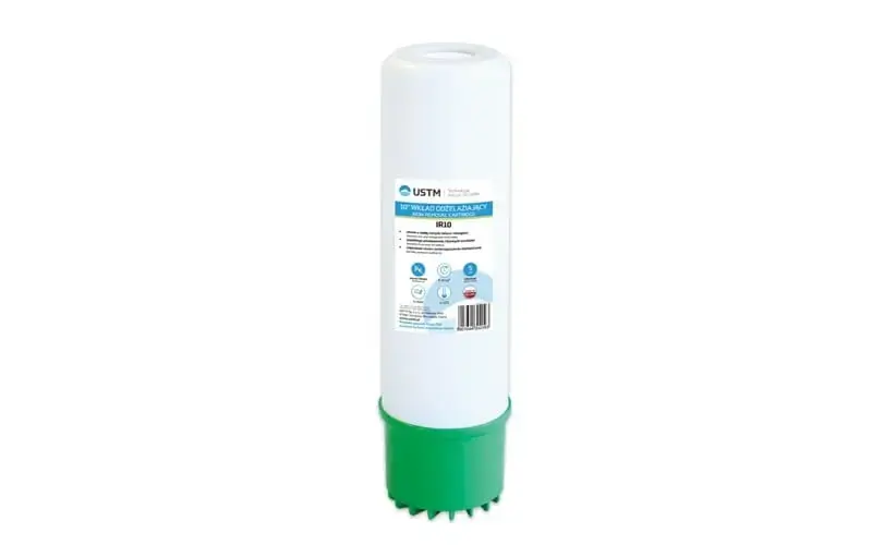 Korpus BigBlue 10" z przyłączem 1" niebieski - podwójny oring + Wkład odżelaziający 10" - Końcówka zapasów