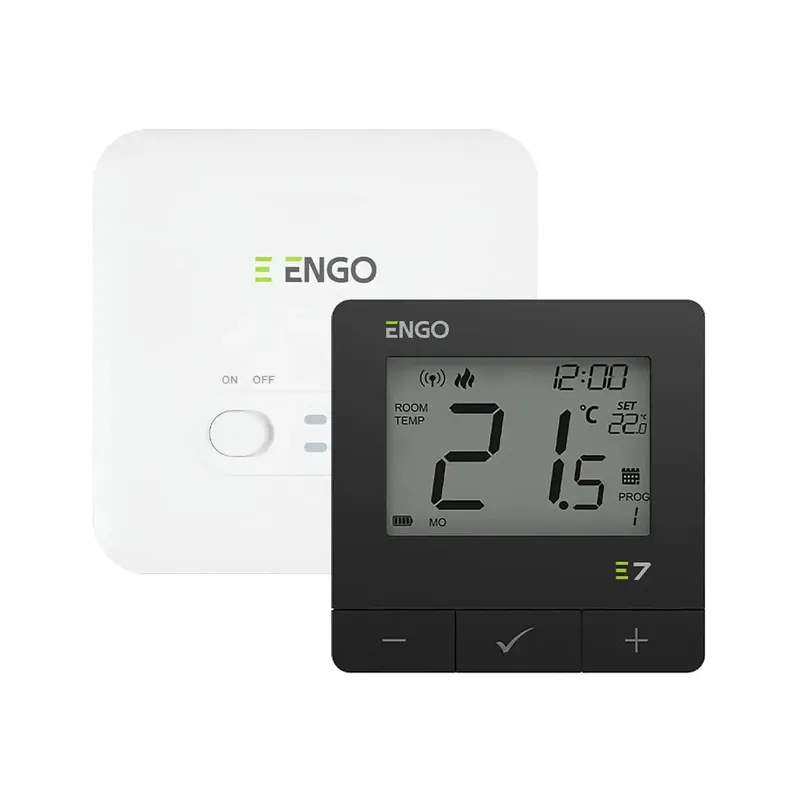 Darmowy zwrot - Regulator temperatury ENGO E7-RFB - Programowany, bezprzewodowy, czarny