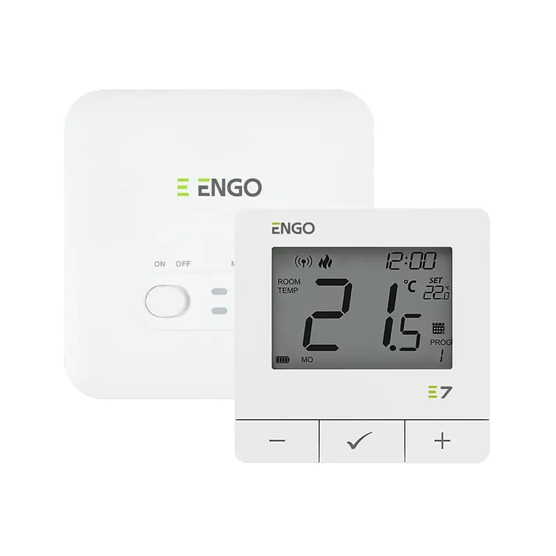 W sprzedaży | Regulator temperatury ENGO E7-RFW - Programowany, bezprzewodowy, biały