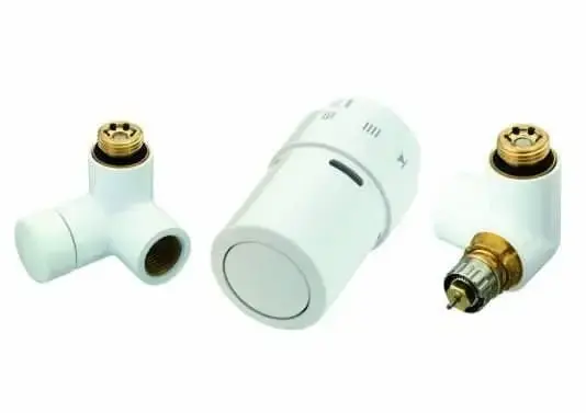Bestseller - Zestaw termostatyczny prawy (dwa zawory + głowica) Danfoss X-tra Collection do grzejników łazienkowych i dekoracyjnych, kolor biały, z nastawą