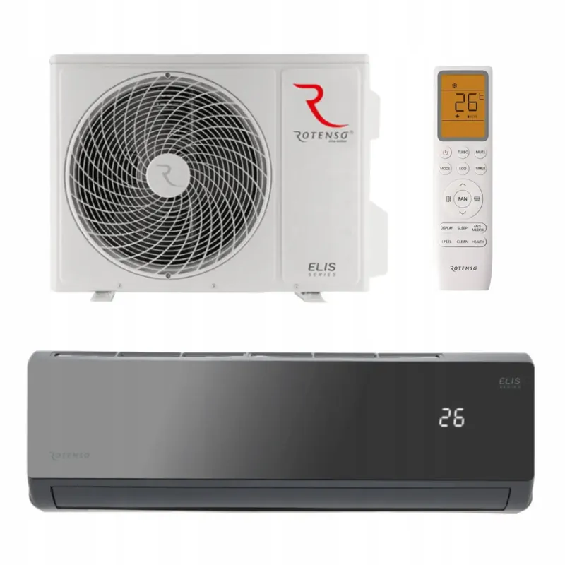 Bezpośrednio z fabryki - Klimatyzator ścienny Split Rotenso Elis X 7,0 kW czarny - komplet
