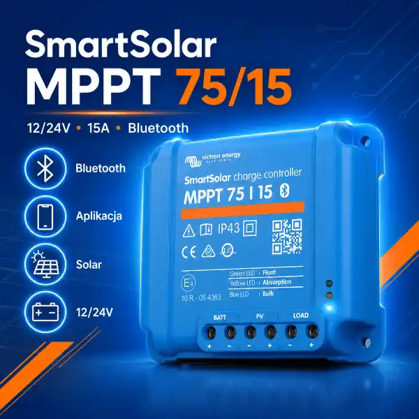 Właśnie dodano - Regulator ładowania solarny Victron SmartSolar MPPT 75/15 12/24V 15A Bluetooth