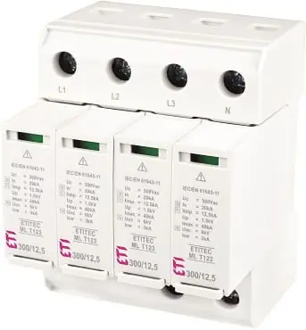 ETITEC ML T123 300/12,5 4+0 OGRANICZNIK PRZEPIĘĆ T1+T2+T3 B+C+D 4P 4M 1.5KV TNS - Sprawdź teraz