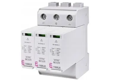 Zostało tylko kilka sztuk | ETITEC EM T12 OGRANICZNIK PRZEPIĘĆ T1+T2 B+C 3P 3M 20/40KA 3.8KV 1100V DC PV